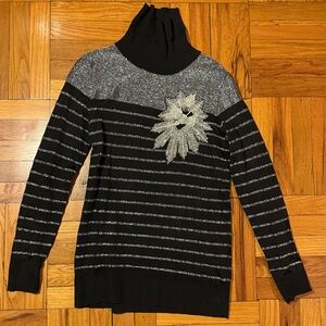 Balmain metallic striped stretch knit turtleneck top